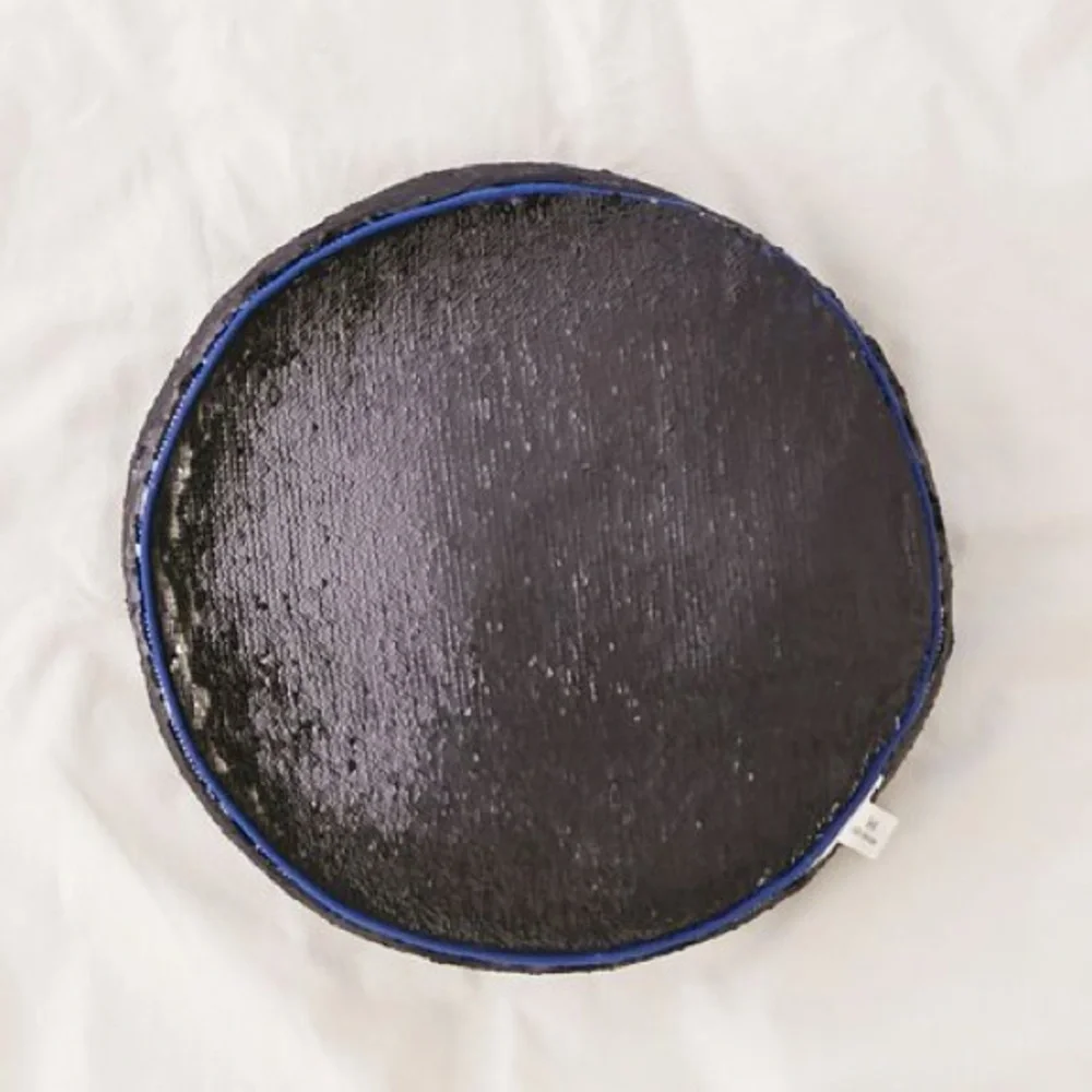 Black and Blue Sequin Round Pillow